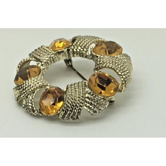 Coro  Pegasus Parure Set  Amber Topaz Necklace Bracelet Brooch Clip On Earrings - Picture 9 of 9